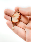 Edwardian 10k gold cameo lavalier pendant