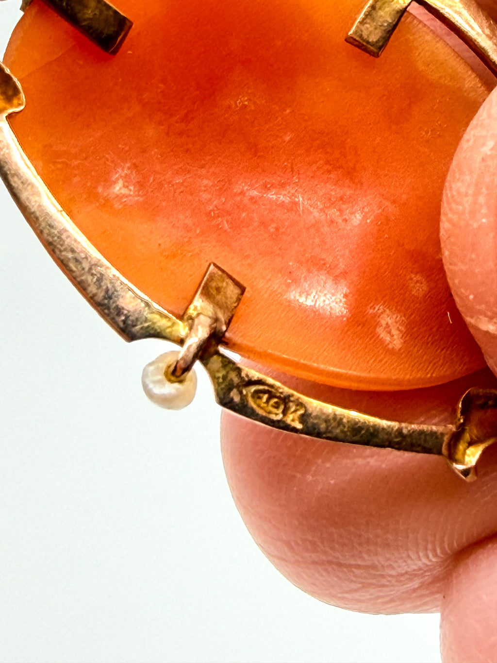 Edwardian 10k gold cameo lavalier pendant