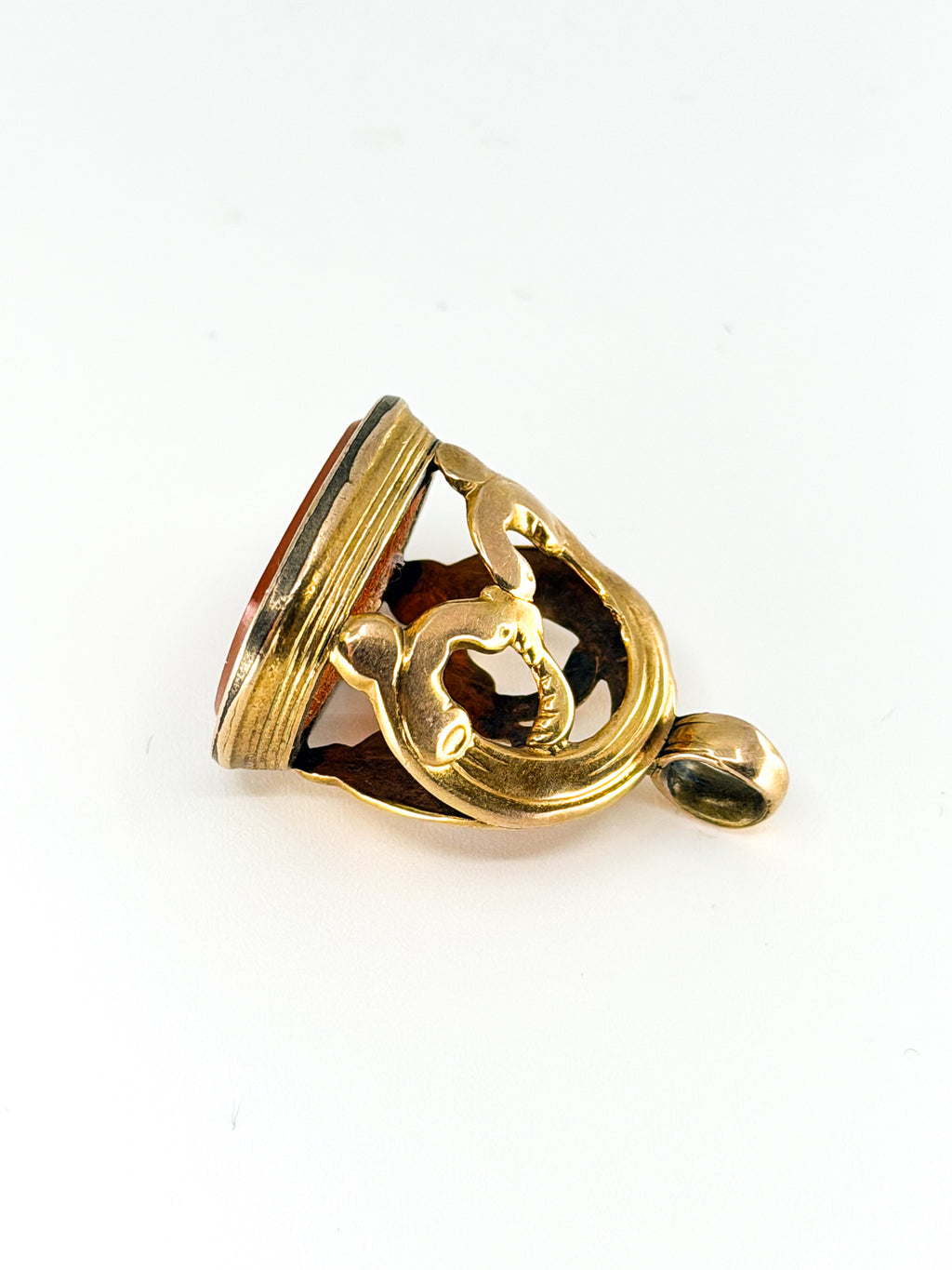 Victorian 9k gold fob pendant with carnelian bottom