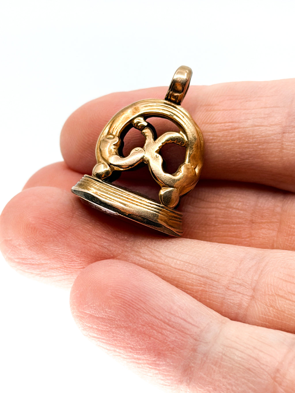 Victorian 9k gold fob pendant with carnelian bottom