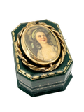 Victorian hand-painted portrait & agate spinning brooch