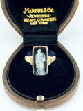 Victorian 10k gold carved hardstone cameo ring
