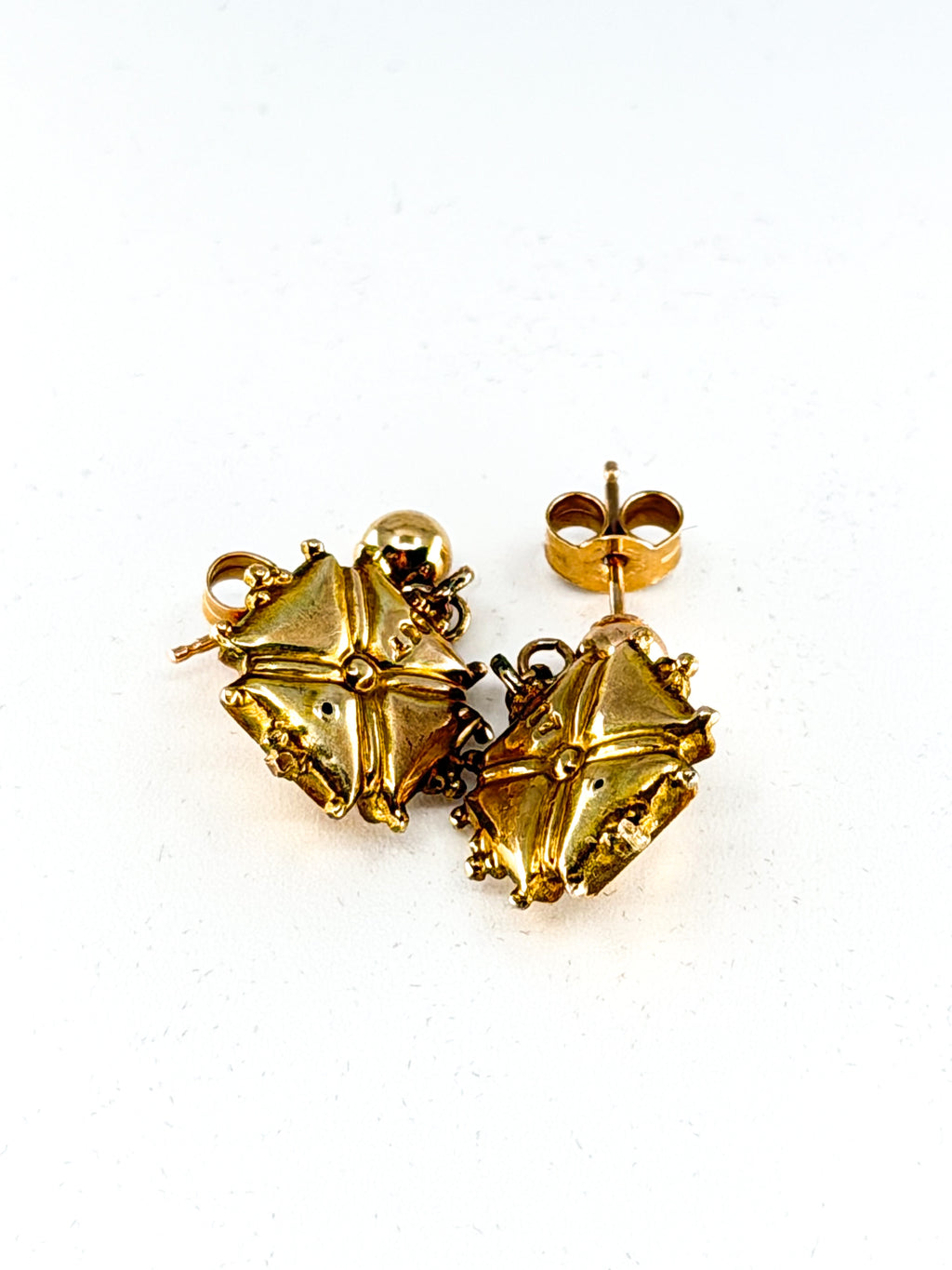 Antique 9k gold Etruscan-style post-back earrings