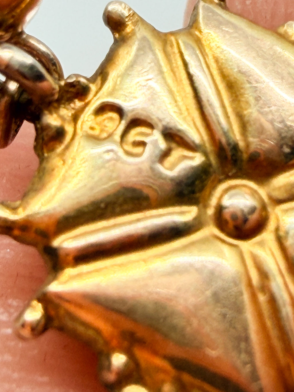 Antique 9k gold Etruscan-style post-back earrings