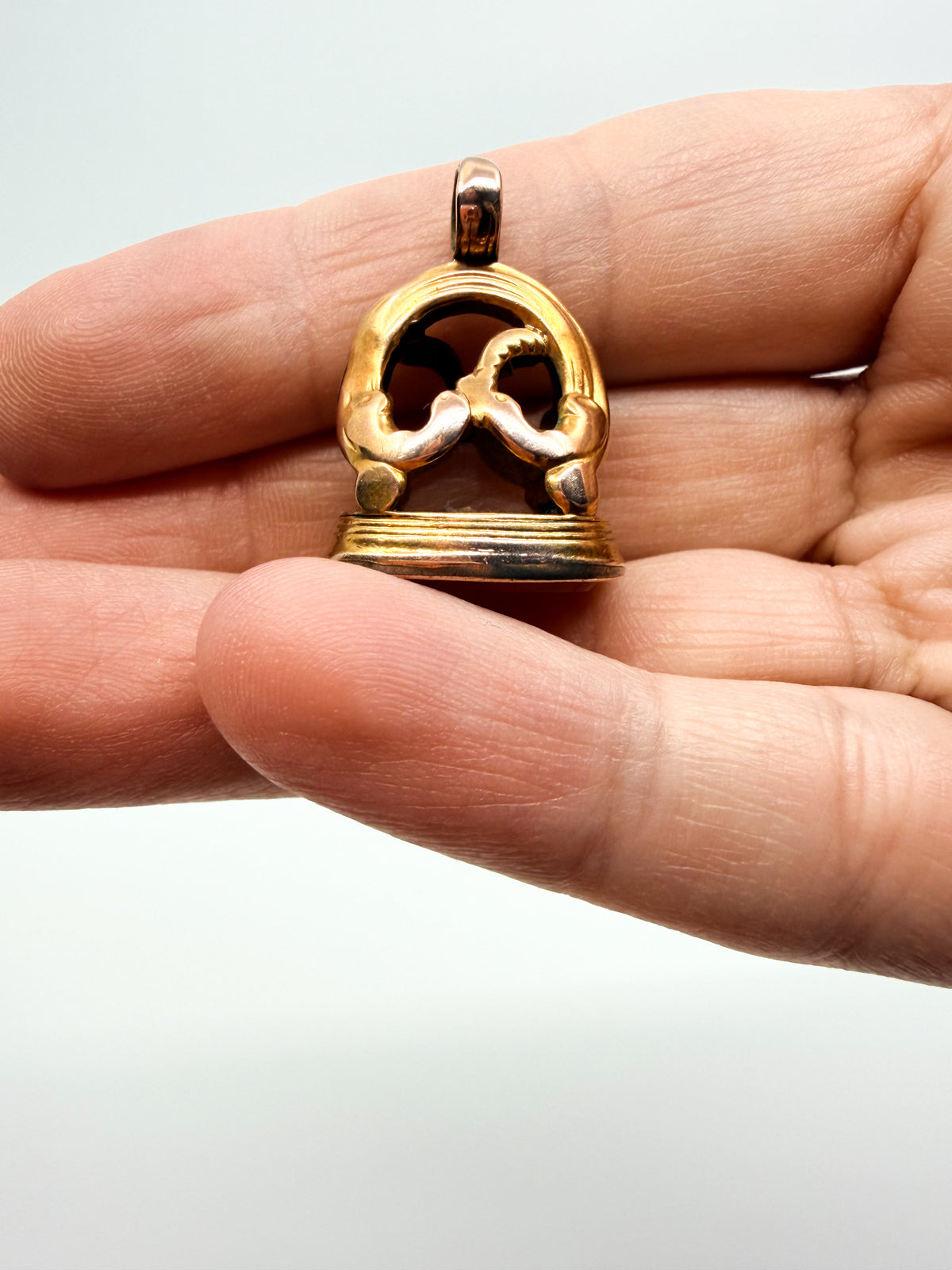 Victorian 9k gold fob pendant with carnelian bottom