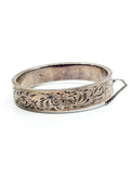 Vintage sterling silver etched floral cuff bracelet