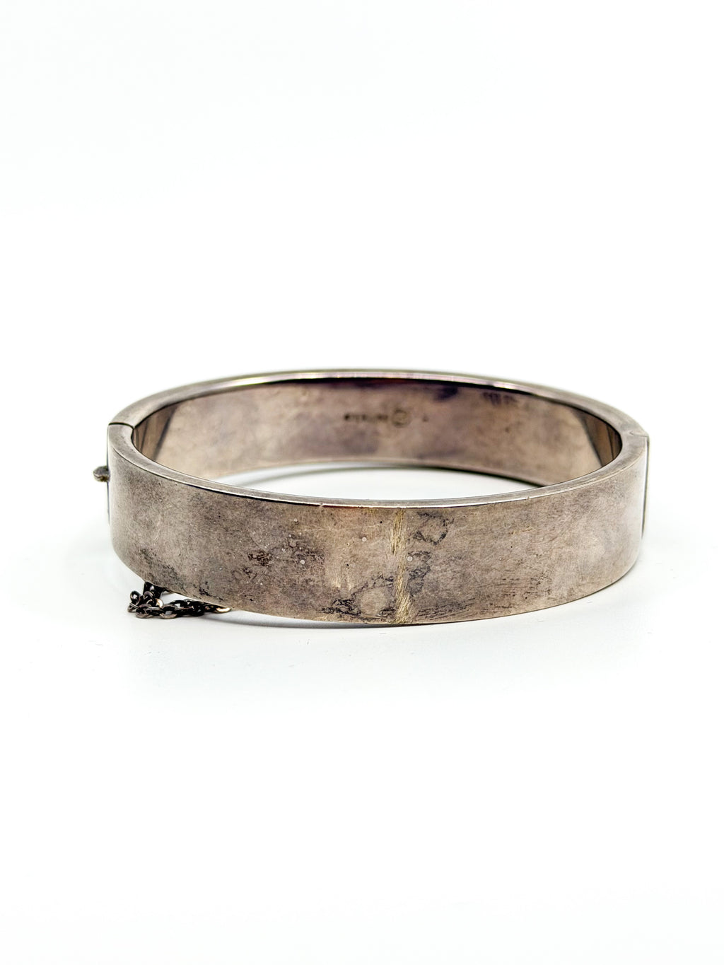Vintage sterling silver etched floral cuff bracelet