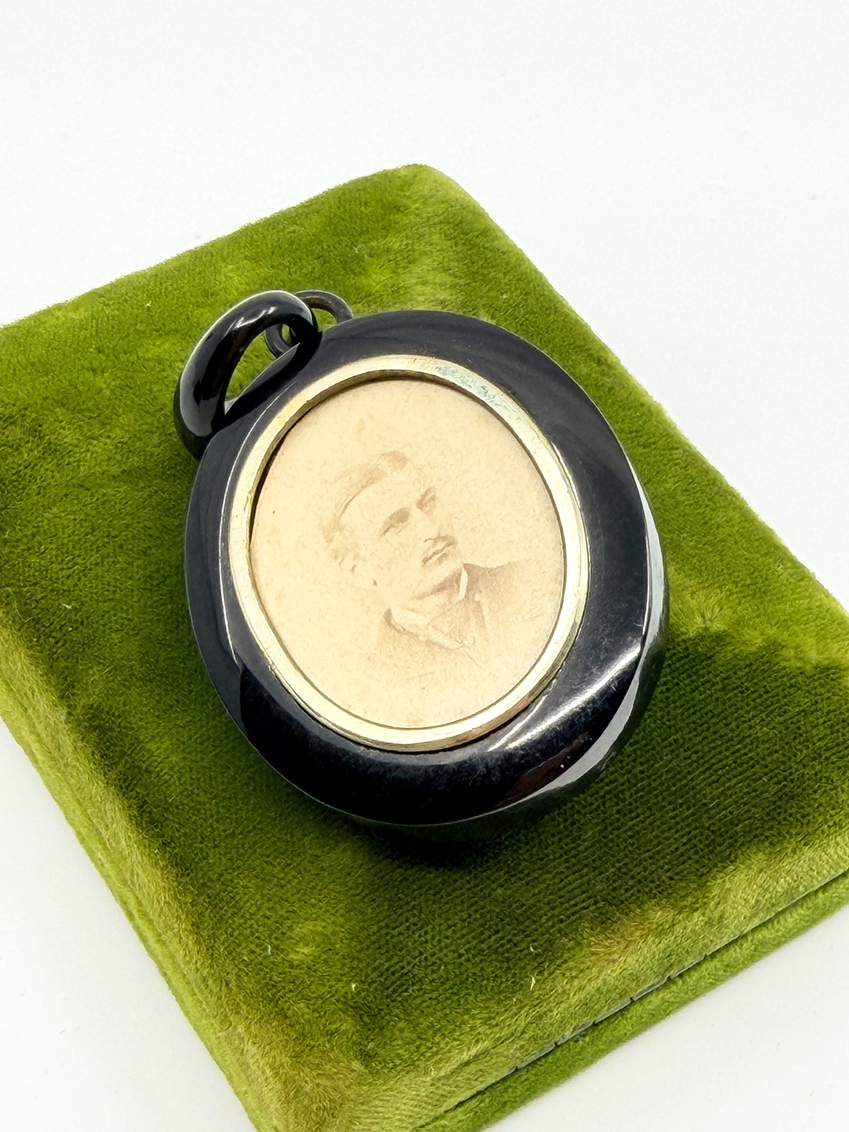 Victorian large carved Whitby jet portrait pendant