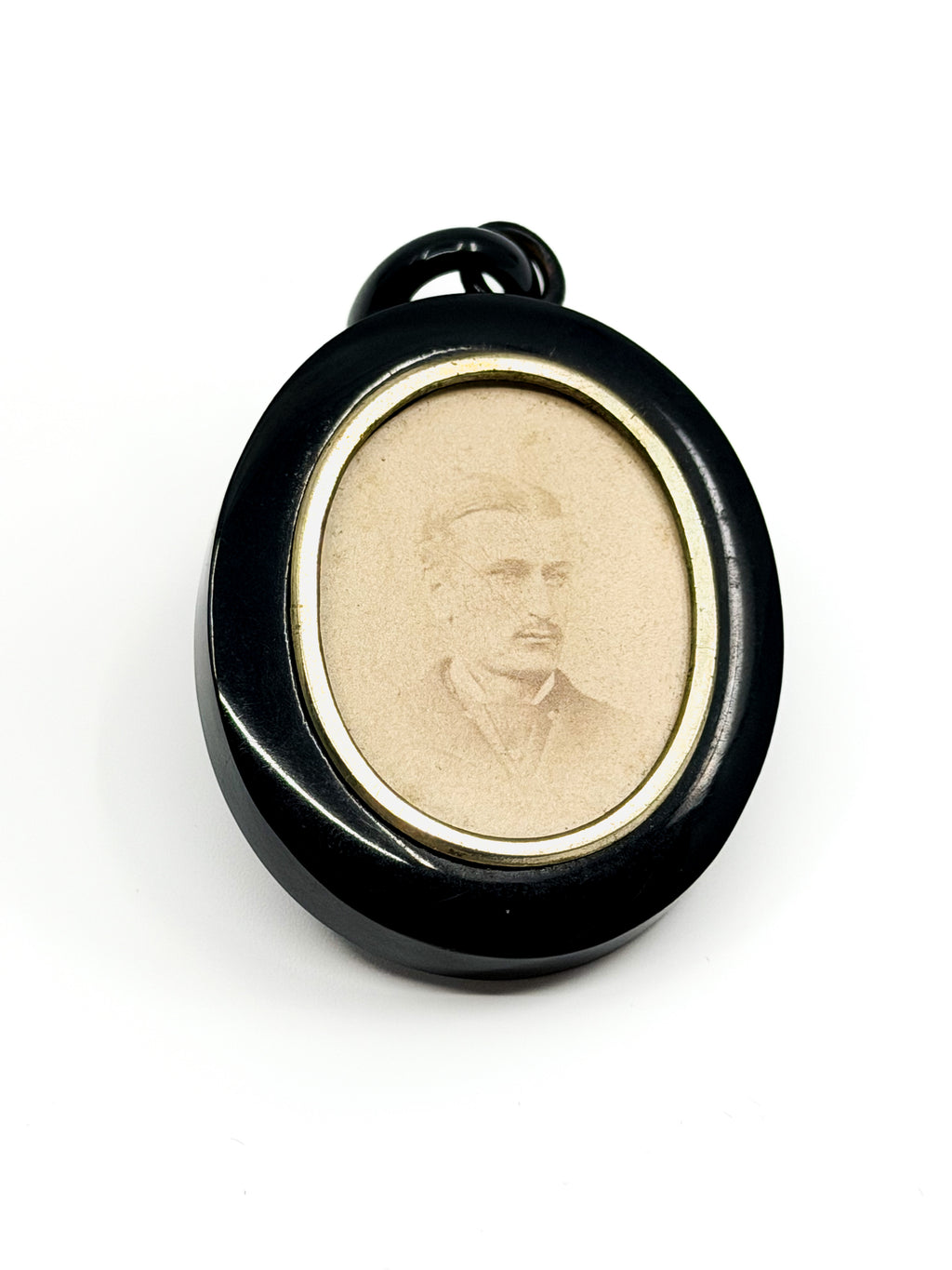 Victorian large carved Whitby jet portrait pendant