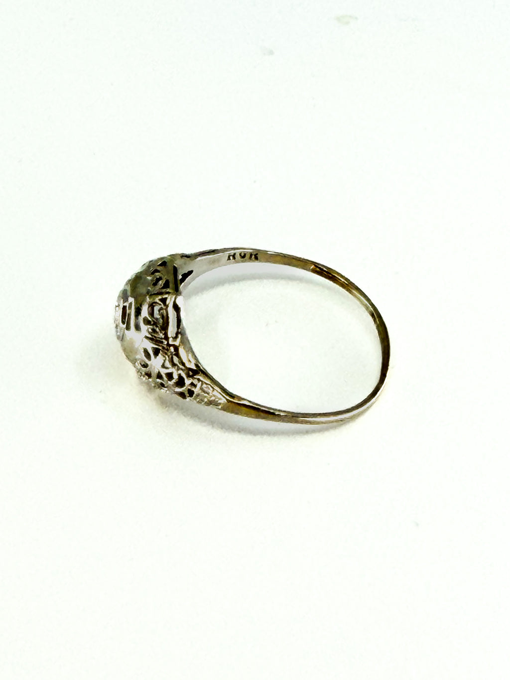 Antique Art Deco 14k white gold ring with diamond