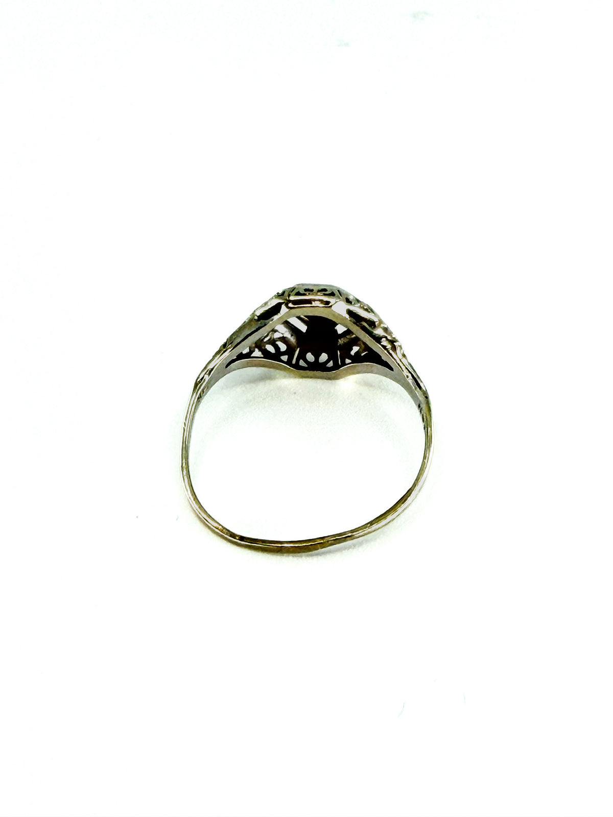 Antique Art Deco 14k white gold ring with diamond