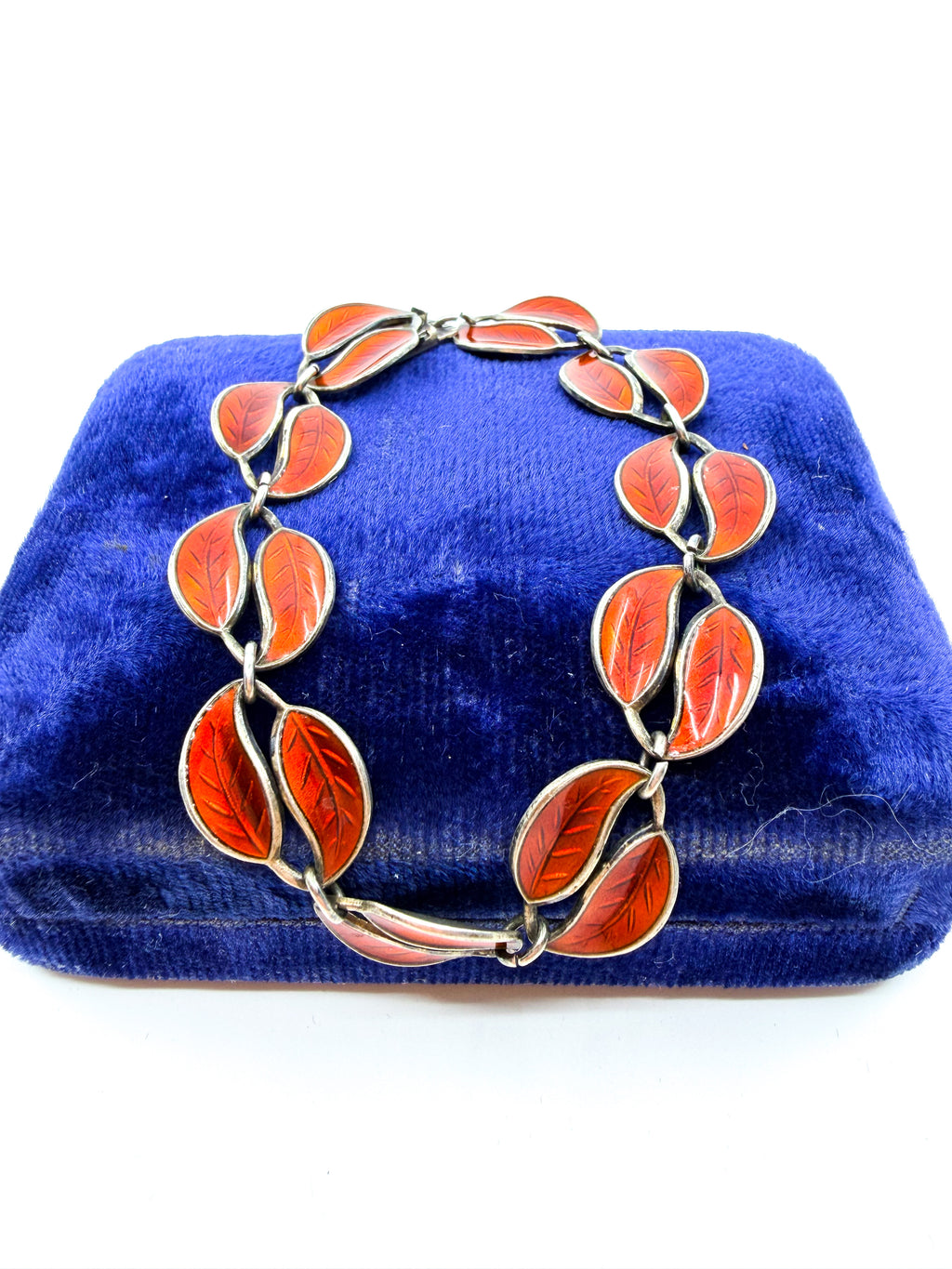 Vintage sterling silver David Andersen Norwegian red enamel bracelet