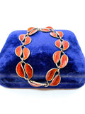 Vintage sterling silver David Andersen Norwegian red enamel bracelet