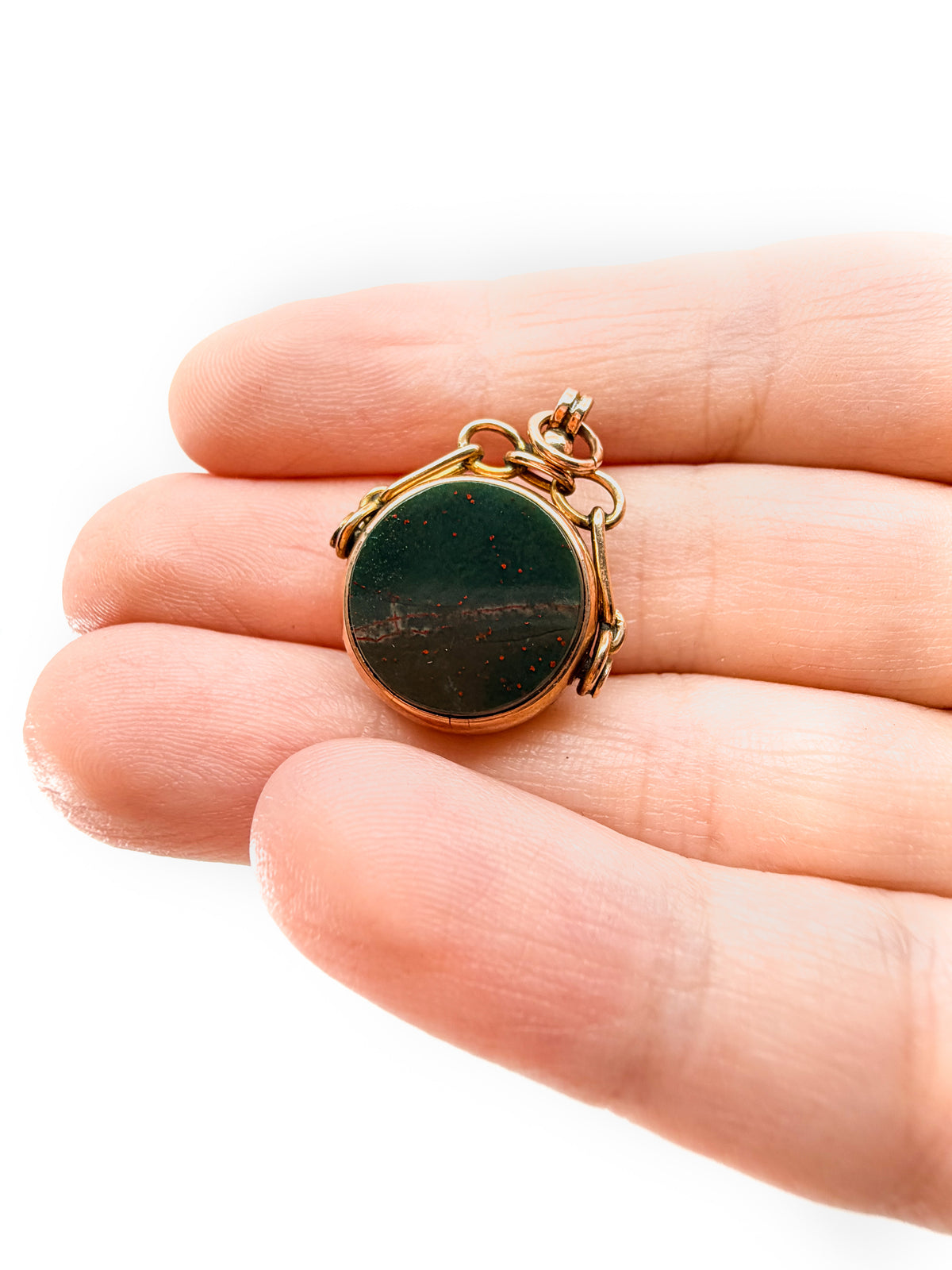 Victorian 9k gold bloodstone and carnelian spinner fob