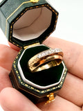 Vintage 14k gold and diamond thick band ring