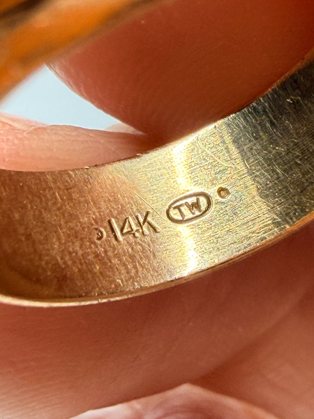 Vintage 14k gold and diamond thick band ring