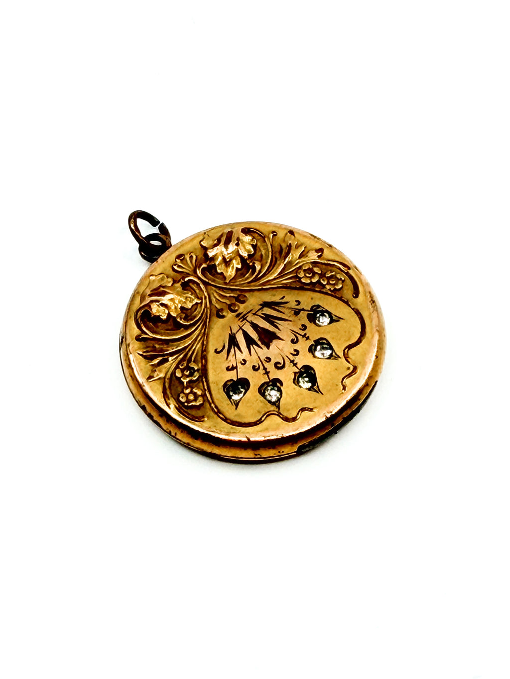 Victorian gold-filled locket with clear paste stones
