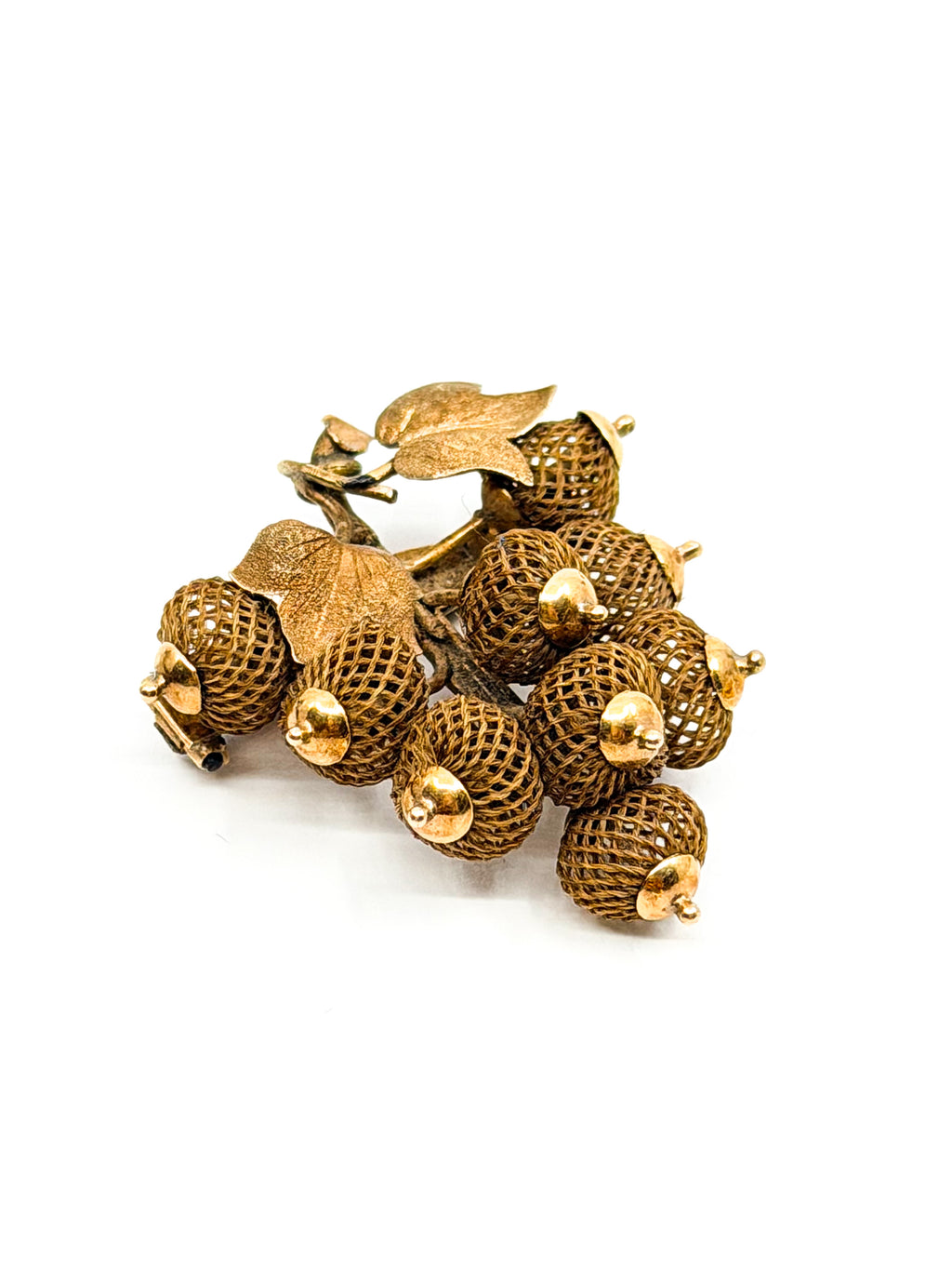 Victorian 10k gold grape cluster woven hair mourning brooch